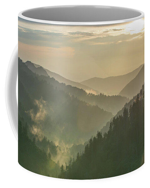  Coffee Mug featuring the photograph Mists on the Great Smokies by Douglas Wielfaert