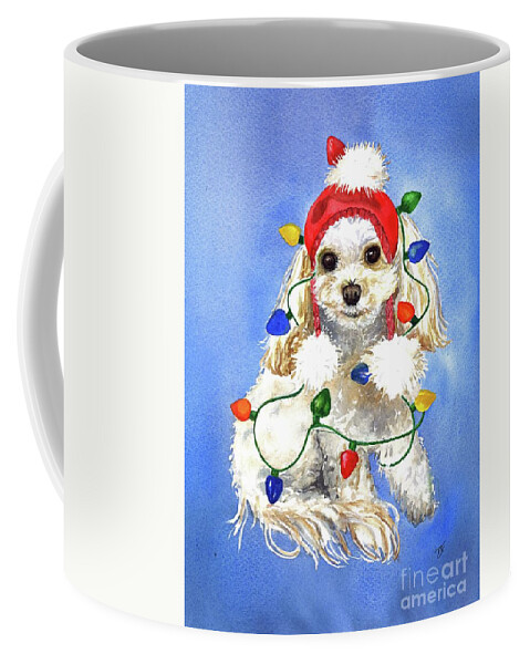 Christmas Card Coffee Mug featuring the painting Mocha Merry and Bright by Diane Fujimoto