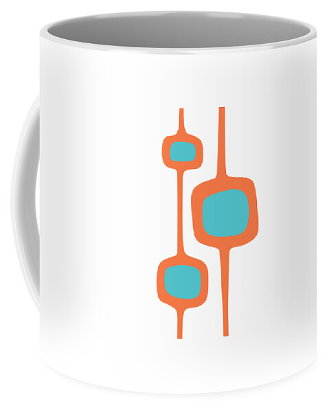  Coffee Mug featuring the digital art Mod Pod Three in Turquoise and Orange by Donna Mibus