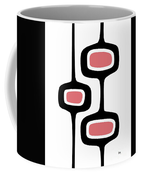 Mid Century Coffee Mug featuring the digital art Mod Pod Three in Pink by Donna Mibus