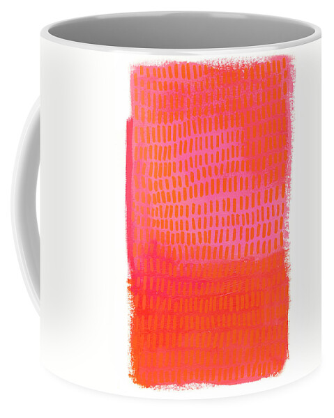 Abstract Art Coffee Mug featuring the painting Monochrome Orange Pink by Jane Davies