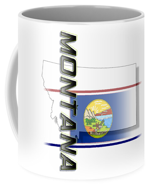 Montana Coffee Mug featuring the digital art Montana State Vertical Print by Rick Bartrand