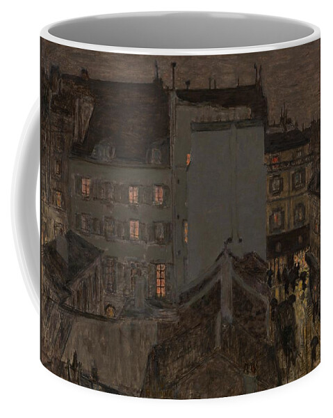 Oil On Paper On Panel Coffee Mug featuring the painting Montmartre in the Rain. by Pierre Bonnard -1867-1947-