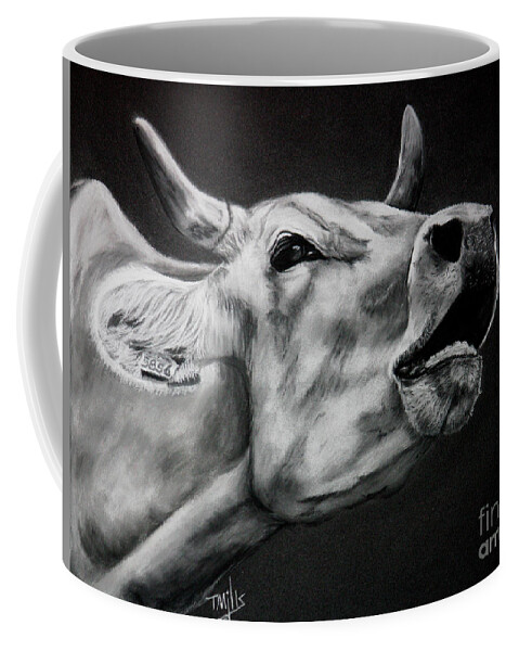 Drawing Coffee Mug featuring the drawing Moo by Terri Mills