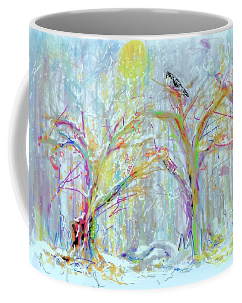 Landscape Coffee Mug featuring the photograph Moon and Blackbird by Alida M Haslett