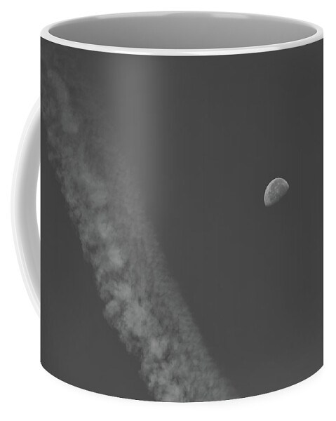 Black And White Coffee Mug featuring the photograph Mooning The Vapor Trail by Scott Burd