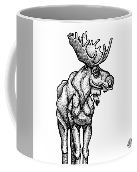 Animal Portrait Coffee Mug featuring the drawing Moose by Amy E Fraser