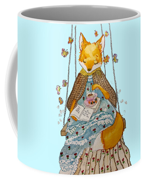 Fox Coffee Mug featuring the painting Mama Fox by AHONU Aingeal Rose