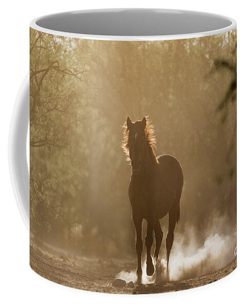 Stallion Coffee Mug featuring the photograph Morning Run by Shannon Hastings