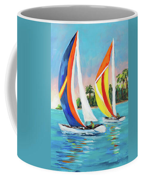 Morning Coffee Mug featuring the painting Morning Sails Vertical I by South Social D