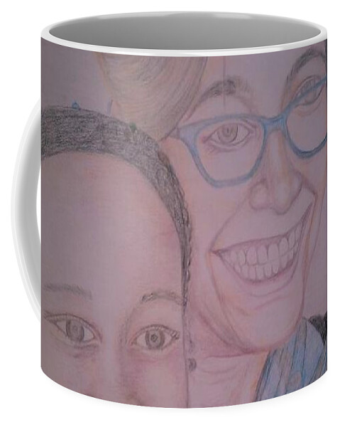 Drawing Coffee Mug featuring the drawing Mother and Daughter by Andrew Johnson