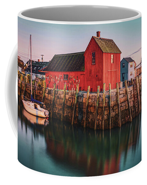 Motif 1 Coffee Mug featuring the photograph Motif #1 Fishing Shack - Rockport Massachusetts at Sunrise by Gregory Ballos