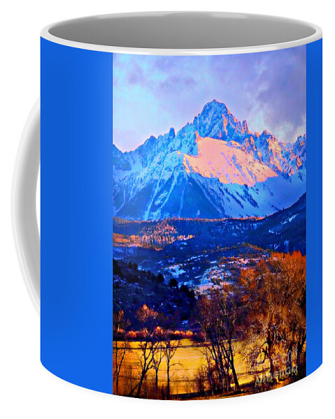 Mount Sneffels Coffee Mug featuring the digital art Mount Sneffels by Annie Gibbons
