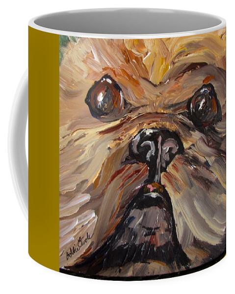 Dog Coffee Mug featuring the painting Mr Fuzzy Face by Barbara O'Toole