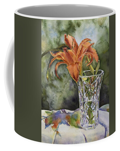 Flower Coffee Mug featuring the painting My Double Daylily by Wendy Keeney-Kennicutt