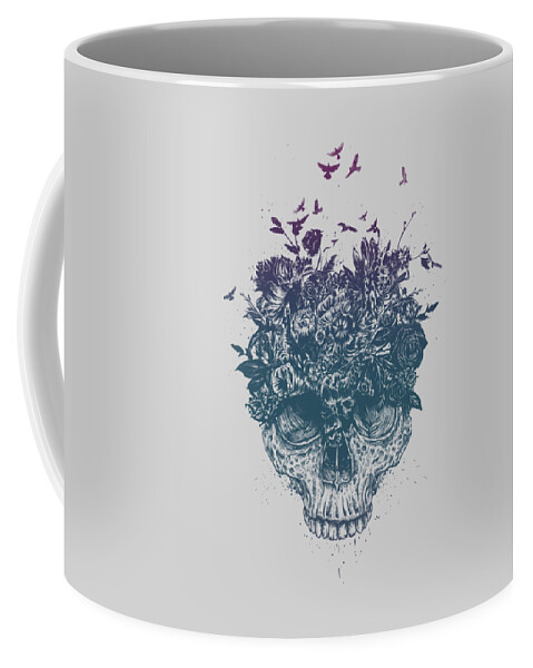 Skull Coffee Mug featuring the drawing My head is jungle by Balazs Solti