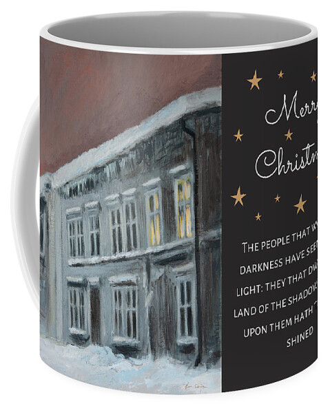 Christmas Card Coffee Mug featuring the painting Nachspiel - Christmas card version by Hans Egil Saele