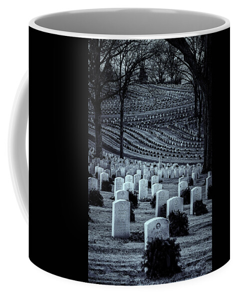 Marietta Georgia Coffee Mug featuring the photograph National Cemetery In Black And White by Tom Singleton