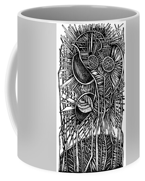 Drawing Coffee Mug featuring the drawing Nature in deconstruction by Enrique Zaldivar