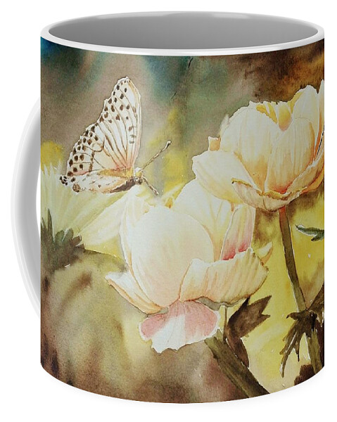 Butterfly Coffee Mug featuring the painting Natures Best by Sandie Croft