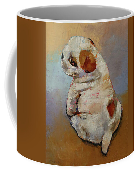 Naughty Coffee Mug featuring the painting Naughty Puppy by Michael Creese