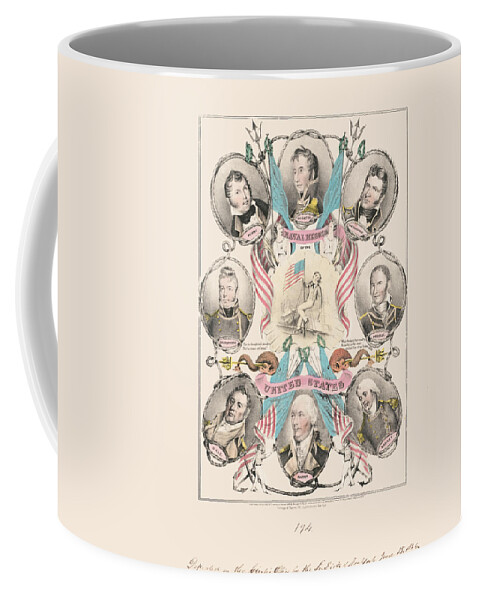 War Of 1812 Coffee Mug featuring the painting Naval heroes of the United States by Kelloggs & Thayer