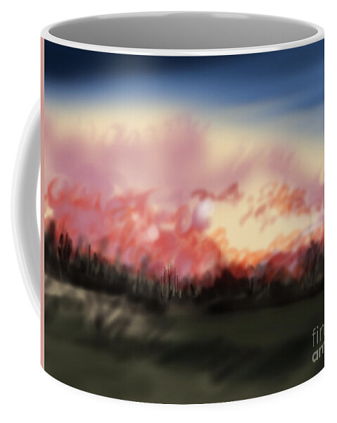 Fiery Sunset Coffee Mug featuring the digital art Near Governors Park by Joel Deutsch