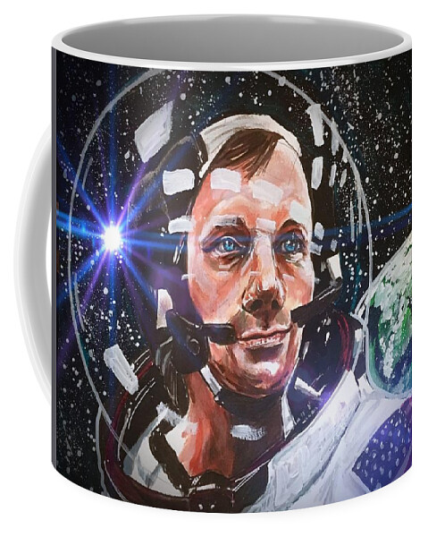 Neil Armstrong Coffee Mug featuring the painting Neil Armstrong by Joel Tesch