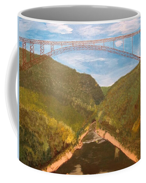 Bridge Coffee Mug featuring the painting New River Gorge Bridge, WV by April Clay