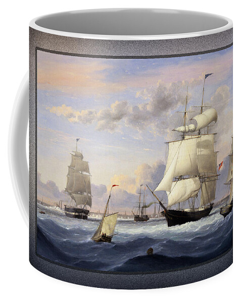 New York Harbor Coffee Mug featuring the painting New York Harbor by Fitz Henry Lane by Rolando Burbon