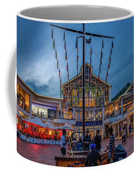 Victoria Wharf Coffee Mug featuring the photograph Night Life in Cape Town by Marcy Wielfaert