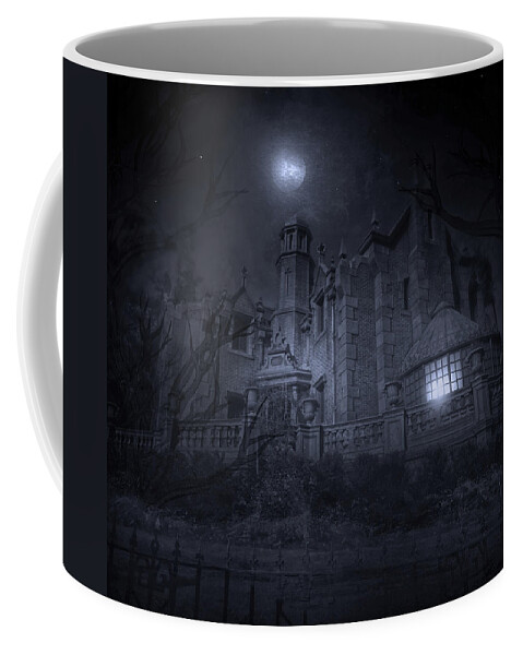Haunted Mansion Coffee Mug featuring the photograph Night of the Haunted by Mark Andrew Thomas