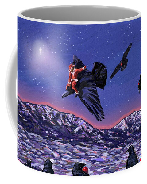Xmas Coffee Mug featuring the digital art Santa's Scout by Les Herman