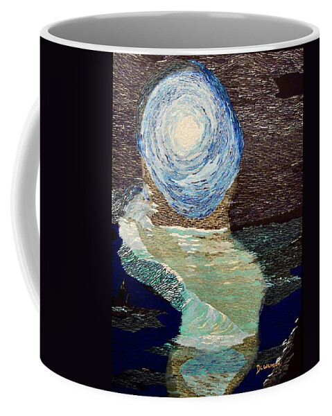 Moon Coffee Mug featuring the painting NIght time beach by DLWhitson