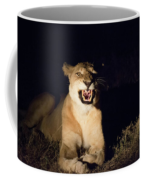 Lion Coffee Mug featuring the photograph Nightmare Lioness by Mark Hunter