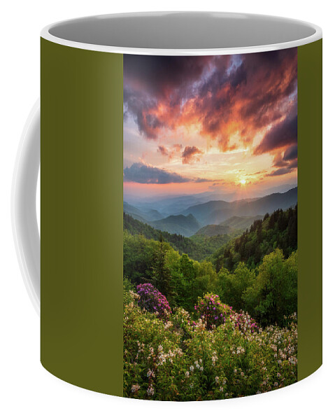 Great Smoky Mountains Coffee Mug featuring the photograph North Carolina Great Smoky Mountains Sunset Landscape Cherokee NC by Dave Allen