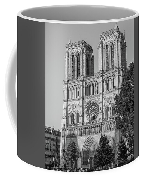 Paris Coffee Mug featuring the photograph Notre Dame, Black and White by Marcy Wielfaert