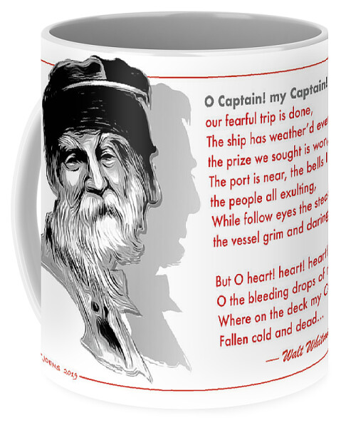 Lincoln Coffee Mug featuring the mixed media O Captain My Captain by Greg Joens