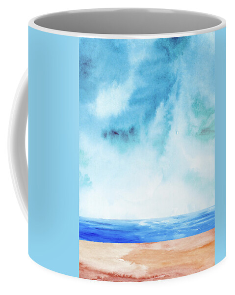 Landscape Coffee Mug featuring the painting Ocean and Blue Sky Watercolor I by Naxart Studio