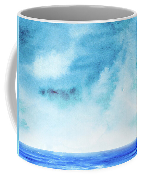 Landscape Coffee Mug featuring the painting Ocean and Blue Sky Watercolor II by Naxart Studio