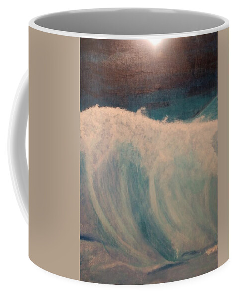 Ocean Coffee Mug featuring the painting Ocean Blues by April Clay