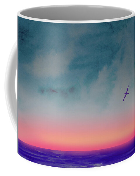 Landscape Coffee Mug featuring the painting Ocean Sunset Watercolor I by Naxart Studio