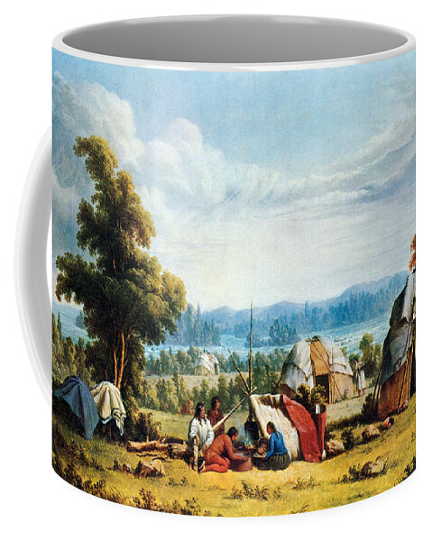 19th Century Coffee Mug featuring the painting Ojibwe Indian Encampment, Sault Ste by Science Source