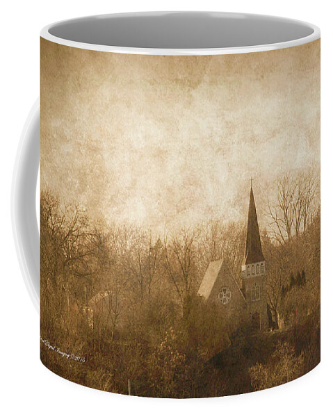 #home #instagood #art #instagramphotos #photography #photographer #instagram #picoftheday #imageoftheday #photo #hdr #highdynamicrange #textures #adobe #topazlabs #beauty #scenic #travel #canada #ilovecanada #ontario #niagarariver #castle #canonusa #canon60d #60d Coffee Mug featuring the photograph Old Church on a hill by Jim Lepard