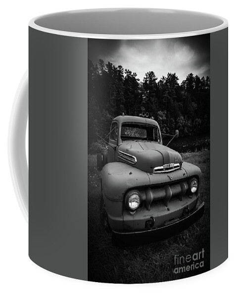Vermont Coffee Mug featuring the photograph Old Ford V8 Truck Under the Moonlight in Vermont by Edward Fielding