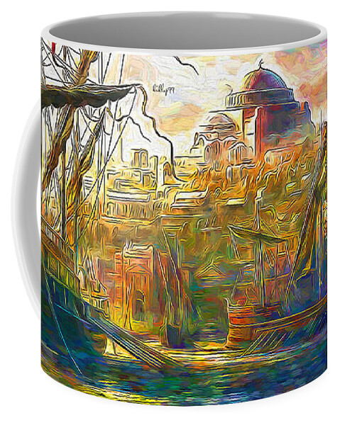 Paint Coffee Mug featuring the painting Old harbor by Nenad Vasic