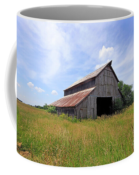 Barn Coffee Mug featuring the photograph Old Post Barn by Paula Guttilla