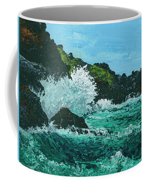Ocean Coffee Mug featuring the painting Olivine Waves by Darice Machel McGuire