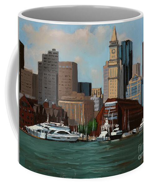 Boston Coffee Mug featuring the painting On a Clear Day by Laura Lee Zanghetti