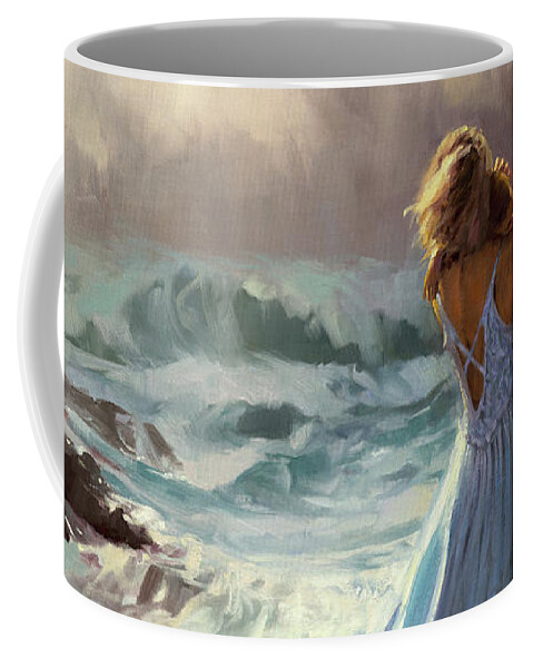 Ocean Coffee Mug featuring the painting On Watch by Steve Henderson